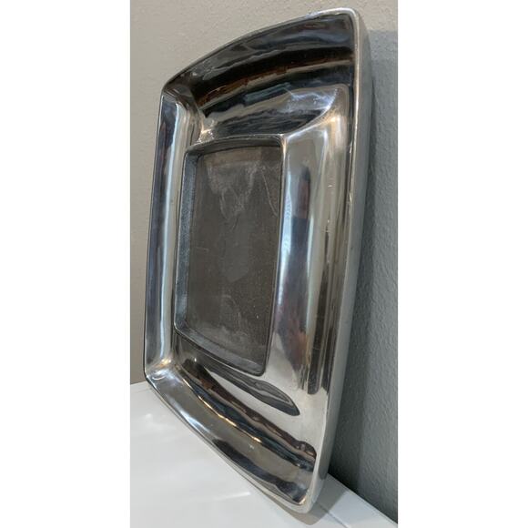 POTTERY BARN BARONA Polished Aluminum Cheese Cracker Square Silver TRAY PLATTER - Picture 4 of 10